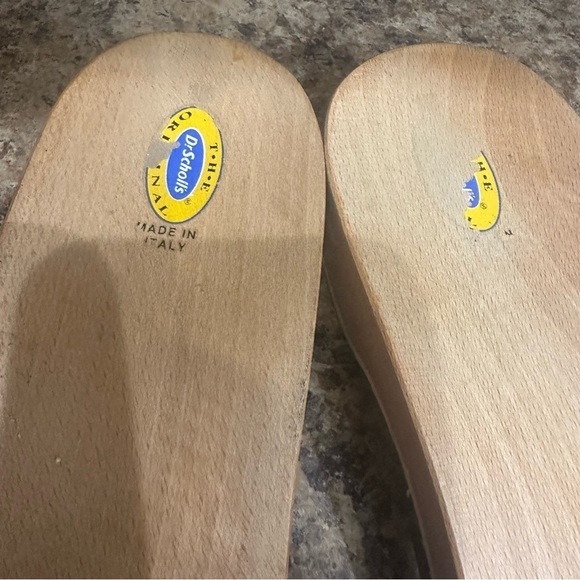 Dr. Scholl's Original Leather Wood Clog Slides Sandals Shoes Made in Italy Sz 10 - Picture 6 of 8